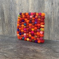 Red Tie Dye Felt Square Trivet 